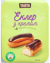 Eclairs with cream filling, in cocoa-based glaze