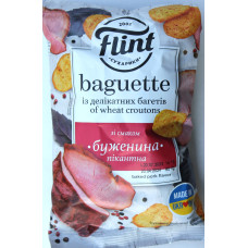 Baguette croutons with bacon flavor