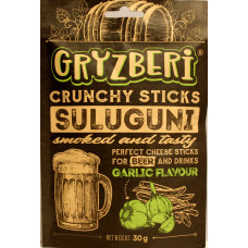 Ostpinnar Suluguni, torkade och rökta, vitlöksmak